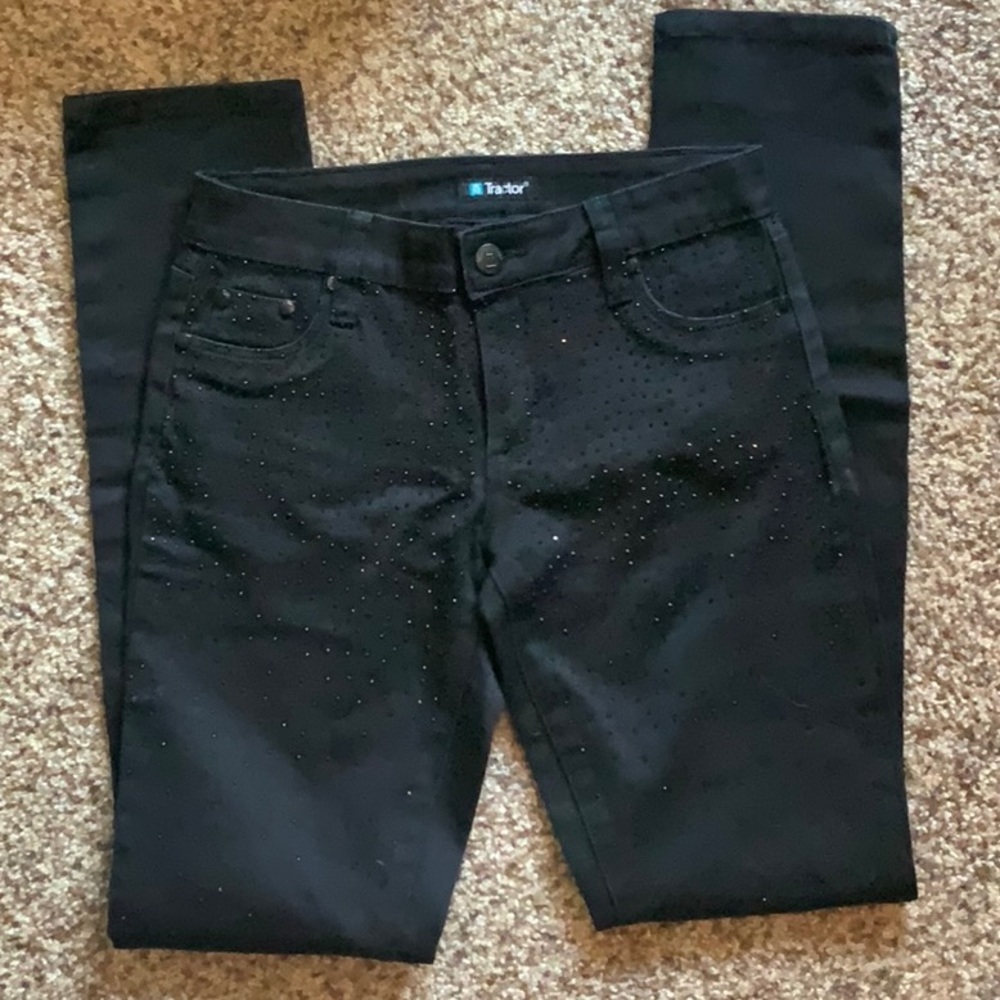 Sparkly black skinny jeans
